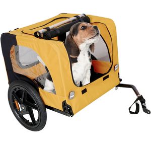 Amarillo resistente al aire libre plegable utilidad cochecito de mascotas portadores de perros remolque de bicicleta - Product Image 3