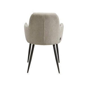 Modern <b>Dining</b> <b>Table</b> Set with 6 Upholstered Chairs Wood <b>Top</b> Black Metal Base Midcentury Design for Home Furniture - Product Image 5