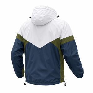Men Waterproof Hooded Windbreaker Jacket – Lightweight Color Block Outdoor Hiking Running Windproof Rain Jacket Custom Logo OEM - Product Image 3