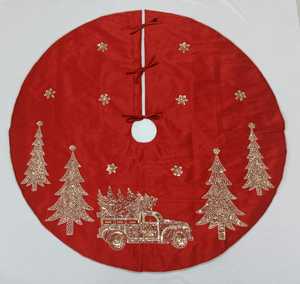 Handmade Christmas Tree Skirt <b>Red</b> Velvet <b>Sequin</b> Embroidery Xmas Tree Mat Holiday Party Decoration Custom Luxury Festive Tree Bas - Product Image 1