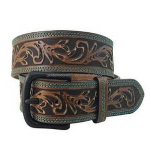 Ceinture de cow-boy western pour homme Ceinture en cuir sculptée à la main à motif floral Ceinture en cuir usinée vintage pour unisexe - Product Image 4