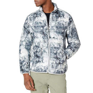 Veste matelassée légère personnalisée pour homme, imprimé marbré, tendance, chaude, rembourrée, manteau d'hiver, vente en gros, parka coupe-vent à bulles - Product Image 4