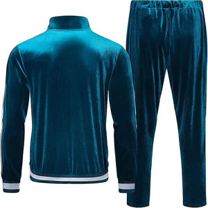 Unisex <b>Velour</b> <b>Tracksuit</b> Full Zip Jacket Jogger Pants Set Casual Athletic Wear Solid Color Hooded Long Sleeve Breathable - Product Image 4