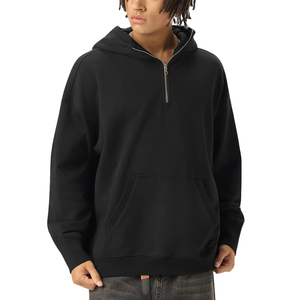 Sudadera con capucha de alta calidad, tejido grueso, con cremallera de un cuarto, estilo urbano, para hombre y mujer, con logotipo bordado en 3D - Product Image 2