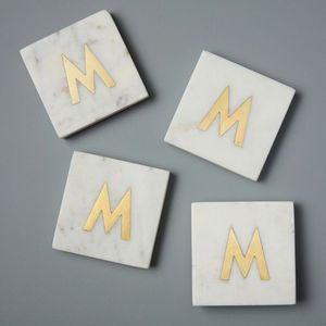 Hand Crafted Design <b>Marble</b> <b>Coaster</b> With Brass Strip Stone <b>Coaster</b> With Brass Mats & Pads At very best selling Price - Product Image 5