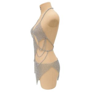 Silver Plated Stainless Steel Chainmail <b>Dress</b> Set Modern Customized Shape Fashion Armor Outfit Welded Metal Craft - Product Image 2