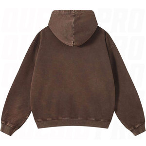 Sudadera con Capucha Personalizada Estilo Urbano Vintage, Lavado Ácido, Corte Cuadrado, con Bolsillos, Adornos de Pedrería, Perlas y Piedras en Forma de X, Premium - Product Image 2