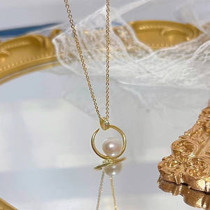 Collier de perles d'eau douce de 7-8 mm, cercle parfait avec une forte luminosité, légères imperfections, perles dispersées, chaîne simple pour mère, élégant - Product Image 3