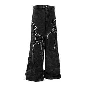 Jean baggy vintage personnalisé brodé pour homme, coupe large, style streetwear, denim gothique, hip-hop, coupe ample, pantalon oversize - Product Image 2