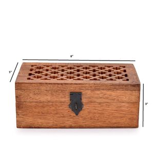 Mango Wood Decorative Wooden <b>Box</b> with Hinged Lid Handmade Wooden Storage <b>Box</b> for Jewelry <b>Keepsakes</b> Office and Home Decor - Product Image 5