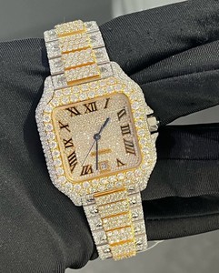 Reloj Mecánico Cuadrado de Lujo con Incrustaciones de Diamantes, Movimiento Automático, Correa de Acero Inoxidable con Moissanita, Cristal Analógico Resistente al Agua - Product Image 1