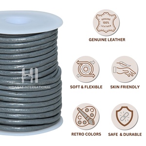 Cordón de cuero genuino redondo de 3mm, cordón de cuentas de cuero para pulseras, collares, cordones de zapatos - Product Image 2