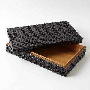 Handcrafted Black Bone Inlay Decorative <b>Storage</b> Box with Woven Basket Pattern Luxury Jewelry Organizer Keepsake Box for Home - Product Image 6
