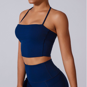 Soutien-gorge de sport sans couture pour femme, col carré, dos croisé, bretelles spaghetti, pour la gym, le fitness et l'entraînement - Product Image 3