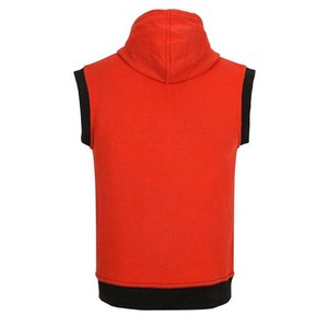 Sweat-shirt à capuche sans manches pour homme, rouge et noir, avec fermeture éclair, poche à cordon de serrage - Product Image 2