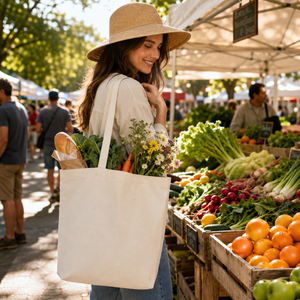 Heavy Duty Cotton <b>Canvas</b> <b>Tote</b> <b>Bag</b> | Reusable Eco Friendly Shopping Carry <b>Bag</b> Custom Printed <b>Canvas</b> <b>Tote</b> for Grocery Retail Daily - Product Image 4