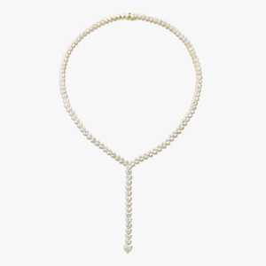 Colliers Tennis Lariat Y en or massif 14 carats avec diamants de laboratoire taille cœur certifiés IGI 29 carats – Bijoux de déclaration raffinés pour mariée et femme - Product Image 1