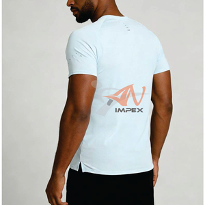 Camiseta Deportiva de Verano para Hombre, de Secado Rápido, Cuello Redondo, Manga Corta, con Detalles Reflectantes, Transpirable, Lisa, para Correr al Aire Libre - Product Image 2