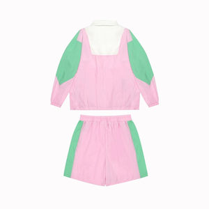 Ensemble de survêtement d'été personnalisé pour homme, deux pièces, avec fermeture éclair, coupe-vent en polyester, veste courte et short - Product Image 2