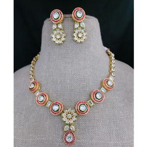 Magnifique ensemble collier et boucles d'oreilles plaqué or avec pierres Moissanite, bijoux de créateur pour femme, cadeau idéal pour mariage ou soirée - Product Image 2