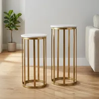 Table basse ronde en bois faite à la main avec pieds en fer, design emboîtable SUNWOODD EXPO, meubles de salon