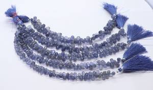Perles d'iolite naturelle facettées en forme de goutte, perles de pierre précieuse d'iolite bleue, perles d'iolite facettées en forme de goutte pour la fabrication de bijoux, 8 pouces - Product Image 4