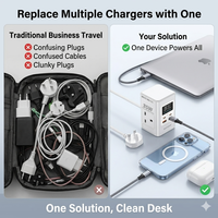 Stop Kontak Ekstensi Daya 35W dengan Proteksi Lonjakan Arus, Layar Digital Pintar, Colokan US, Stasiun Pengisian Daya Multi Desktop GaN dengan Stop Kontak AC dan USB-C