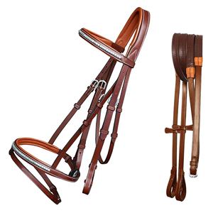 Bridon de cheval en cuir de luxe tendance avec rênes en acier inoxydable et caoutchouc respirant – Accessoire équestre – Prix usine - Product Image 3