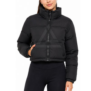 High Quality Women <b>Cropped</b> <b>Puffer</b> <b>Jacket</b> With Fashionable Quilted Texture Layer For Casual Wear And Seasonal Collections - Product Image 4