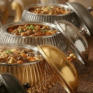 Wholesale Luxury Gold Round Chafing Dish Stainless Steel Buffet Food Warmer Catering Serving <b>Pan</b> with Dome Lid Single Unit - Product Image 4