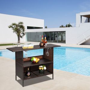 Tavolo da Bar Moderno in Legno Marrone e Acciaio Sfumato per Casa, Hotel, Ristorante ed Eventi - Product Image 6