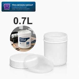 Seau à peinture en plastique de 0,7 L avec couvercle à vis, récipient étanche à large ouverture pour l'emballage de peinture, de revêtements et de colorants - Product Image 1