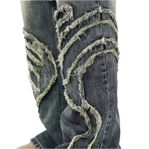 Jean large en denim déchiré taille haute coupe ample en coton délavé style streetwear pour homme – Collection automne - Product Image 4