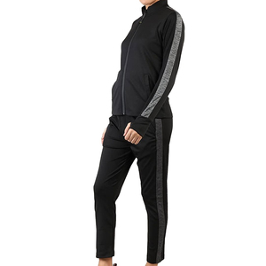 Conjunto Deportivo Negro para Mujer, Manga Larga, Cierre de Cremallera, Estilo Deportivo, Bolsillos Laterales, Secado Rápido, Spandex, Poliéster, Ropa de Otoño - Product Image 6