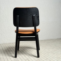 Chaise de salle à manger moderne rembourrée sans accoudoirs, chaise d'appoint avec structure en bois massif, en cuir PU, pour restaurant, café, hôtel, mobilier contractuel