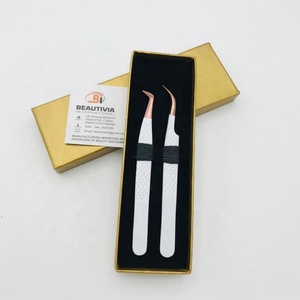 Professional White Rose Gold Sustainable Stainless Steel <b>Eyelash</b> Extension Tweezers Fiber Eyebrow <b>Applicator</b> <b>Eyelash</b> Extensions - Product Image 1