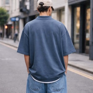 Camiseta Polo Extra Grande para Hombre, Estilo Vintage, Color Azul Marino, Algodón, Corte Holgado, Informal, Estilo Urbano - Product Image 5