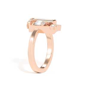Geometric Lab Grown Diamond Engagement Rings 14K 18K Solid Gold Trendy Round Baguette Cut Cluster Modern Statement Bands Factory - Product Image 6