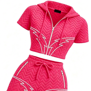 2026 Custom Streetwear Women's Above Knee Hooded Two-Piece <b>Set</b> Casual Print Eco-Friendly Breathable Zip - Product Image 6