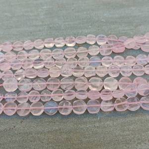 Cuentas de Cuarzo Rosa Natural Lisas en Forma de Moneda, 5-7MM, Cuentas de Piedra de Cuarzo en Hilo para Fabricación de Joyas, Venta al por Mayor de Gemas a Granel - Product Image 3