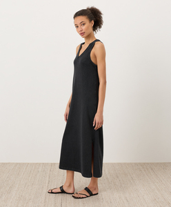 Wholesale Women Cotton Sleeveless Tank <b>Dress</b> Casual <b>Loose</b> Fit Eco-Friendly High Waist Side Slit Summer Tank <b>Dress</b> V- Neck - Product Image 2