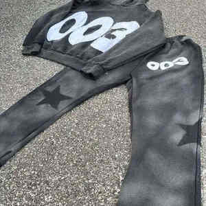 Conjunto Deportivo de Invierno para Hombre, Sudadera con Cierre y Letras Bordadas, Pantalones Deportivos con Lavado Ácido, Tejido Francés de Secado Rápido, OEM - Product Image 4