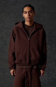 Sweat-shirt à capuche zippé marron pour homme, coupe classique, en molleton de coton, décontracté, pour l'automne, avec poches, manches raglan, logo personnalisé, OEM - Product Image 3