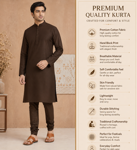 Men Chocolate Silk Kurta Chinese Collar Ethnic Wear Shirt Premium Traditional <b>Indian</b> Festive Wear Tunic <b>Top</b> Custom - Product Image 4