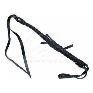 Fouet d'équitation avec manche durable et attache en cuir, fouet de compétition pour le dressage et le saut d'obstacles en cuir PU - Product Image 3