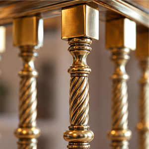 Barandal de Escalera Clásico de Metal Trenzado en Bronce con Postes Cuadrados para Villas, Hoteles e Interiores Elegantes - Product Image 3