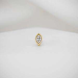 Pendientes de Diamantes Cultivados en Laboratorio con Corte Marquesa y Engaste de Bisel, Oro Sólido de 14K, Certificación IGI, Joyería Minimalista para Fiesta para Mujer - Product Image 2