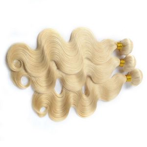 Extensions de cheveux indiens blonds ondulés 10A, 34 pouces, vierges, double trame, tissage à la machine, lots de mèches - Product Image 3
