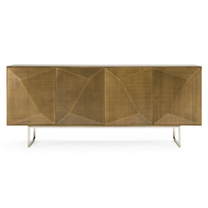 Modern Eco-Friendly Geometric Solid Wood <b>Sideboard</b> 4 Slab Doors Contemporary Living Room Cabinet <b>Storage</b> Apartment Hotel - Product Image 2