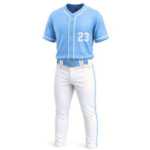 Maillot de baseball pour homme avec numéro 23, sublimé, bleu clair, manches courtes, pantalon blanc, tissu respirant en maille - Product Image 2
